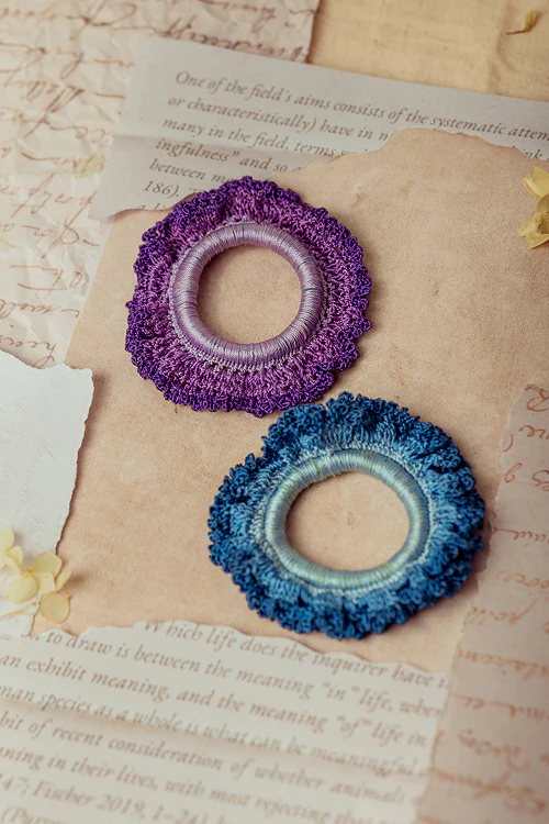 Samoolam Guncha Purple Blue Ombre Bloom Scrunchie (Set Of 2) - Image 3