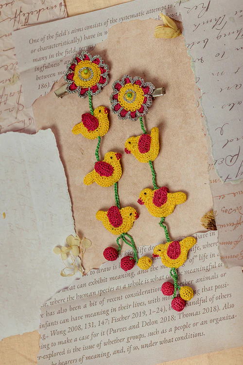 Samoolam Guncha Yellow Birdies And Bloom - Hair Clips - Image 3