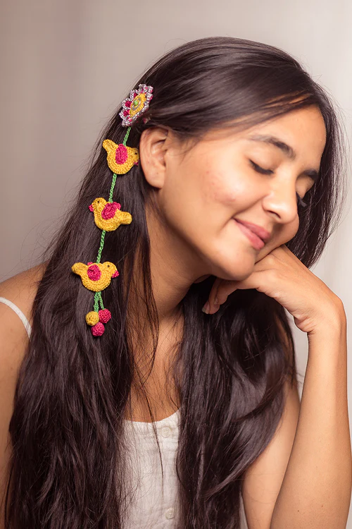 Samoolam Guncha Yellow Birdies And Bloom - Hair Clips - Image 4