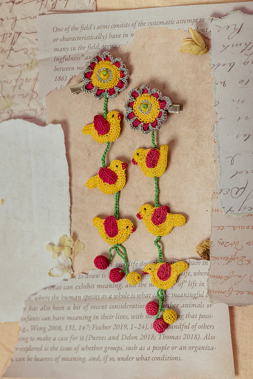 Samoolam Guncha Yellow Birdies And Bloom - Hair Clips - Image 5