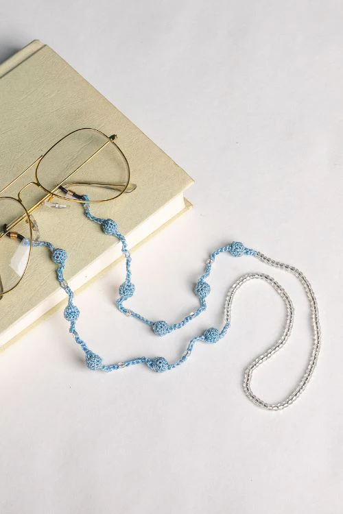 Samoolam Handmade Crochet Beaded Spec Chain-Blue