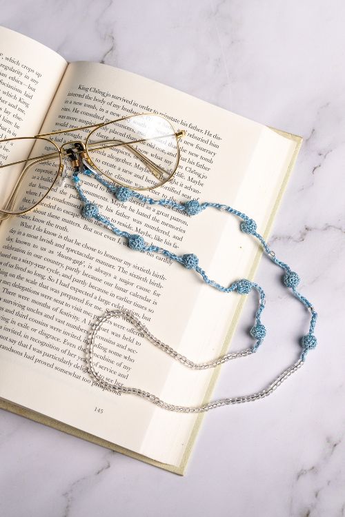 Samoolam Handmade Crochet Beaded Spec Chain-Blue - Image 2