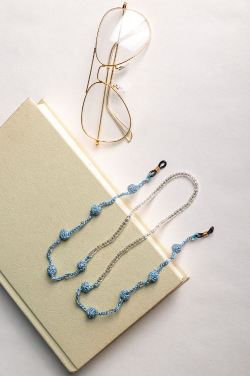 Samoolam Handmade Crochet Beaded Spec Chain-Blue - Image 3