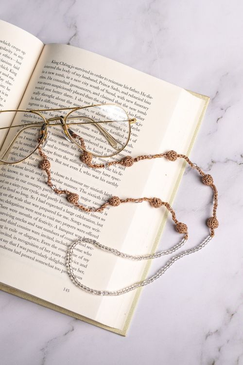 Samoolam Handmade Crochet Beaded Spec Chain-Brown - Image 2