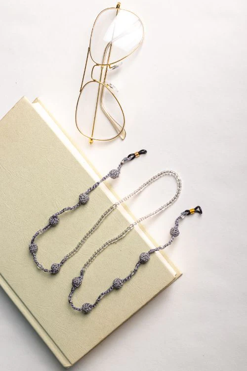 Samoolam Handmade Crochet Beaded Spec Chain-Grey