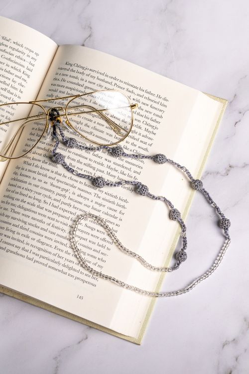 Samoolam Handmade Crochet Beaded Spec Chain-Grey - Image 2