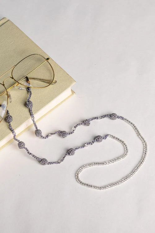 Samoolam Handmade Crochet Beaded Spec Chain-Grey - Image 3