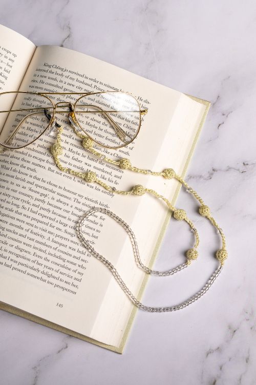 Samoolam Handmade Crochet Beaded Spec Chain-Off White - Image 2