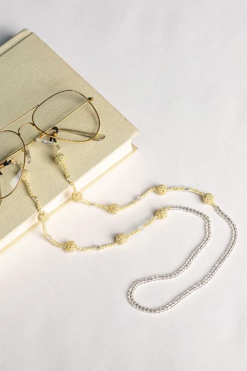 Samoolam Handmade Crochet Beaded Spec Chain-Off White - Image 3
