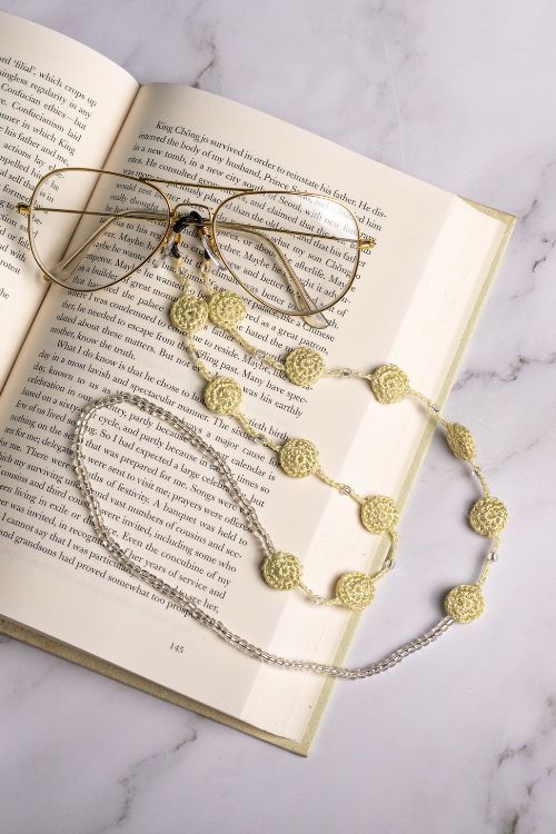 Samoolam Handmade Crochet Coins Spec Chain-Beige - Image 2