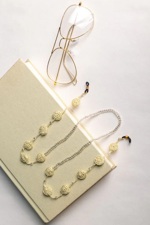 Samoolam Handmade Crochet Coins Spec Chain-Beige - Image 3