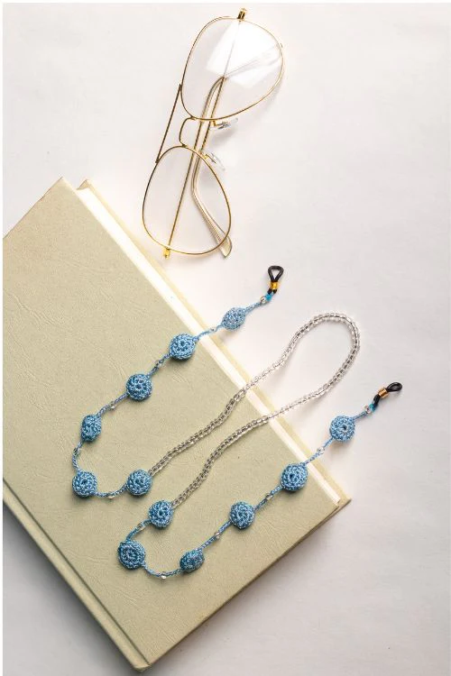 Samoolam Handmade Crochet Coins Spec Chain-Blue
