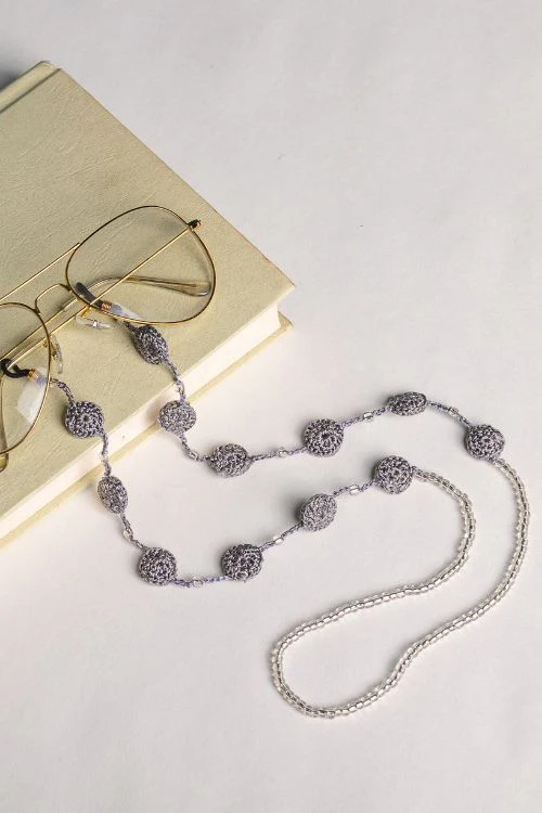Samoolam Handmade Crochet Coins Spec Chain-Grey - Image 2