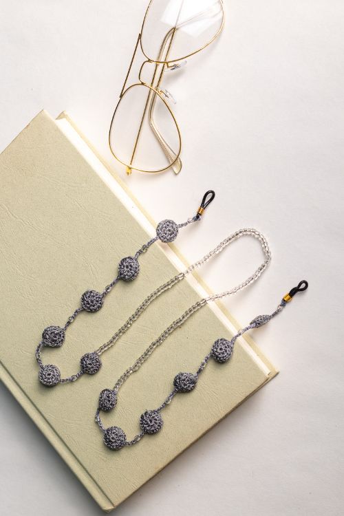 Samoolam Handmade Crochet Coins Spec Chain-Grey - Image 3