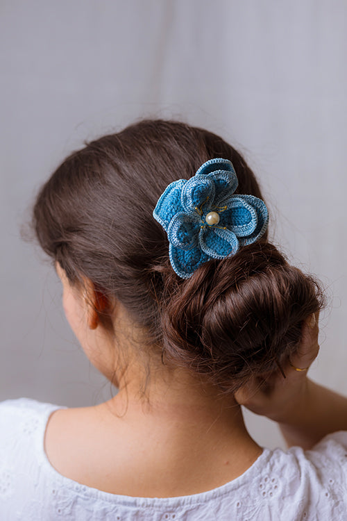 Samoolam Handmade Crochet Hairstick ~ Blue Lotus