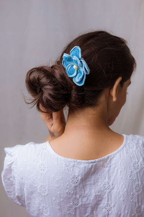 Samoolam Handmade Crochet Hairstick ~ Blue Lotus - Image 2