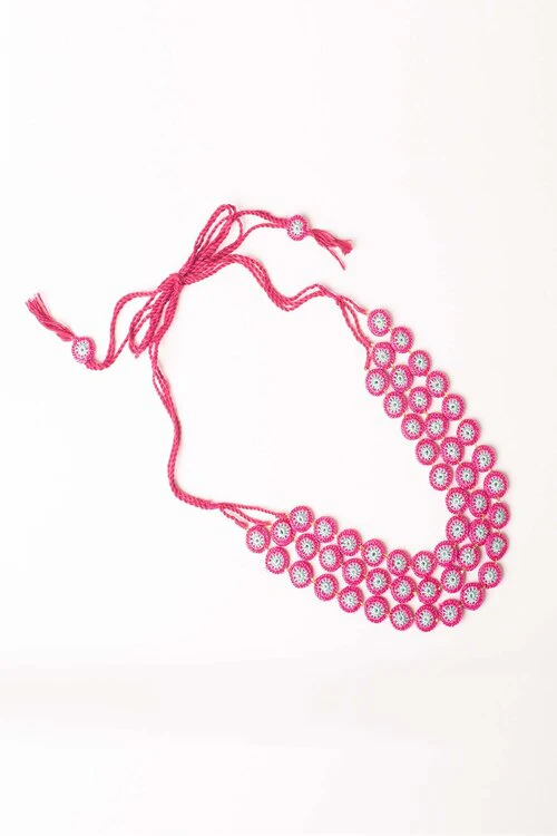 Samoolam Handmade Crochet Mausam Necklace - Lotus - Image 3