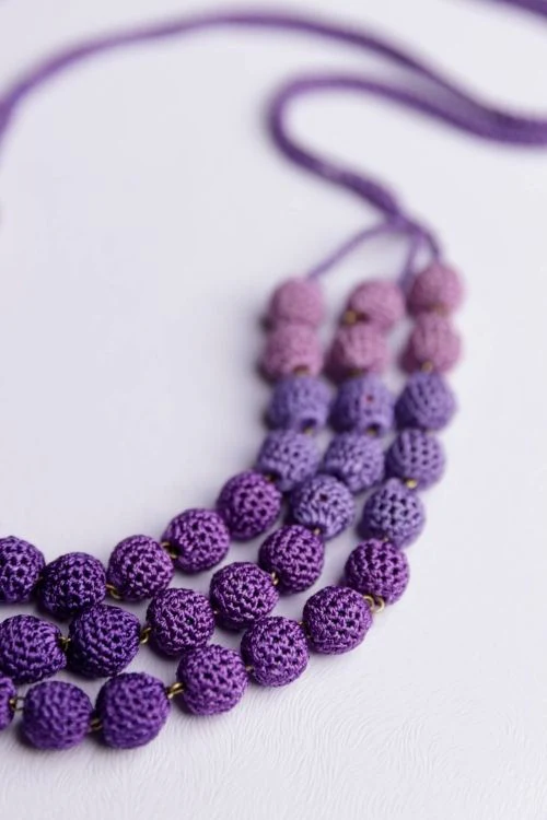 Samoolam Handmade Crochet Mausam Necklace - Purple - Image 2