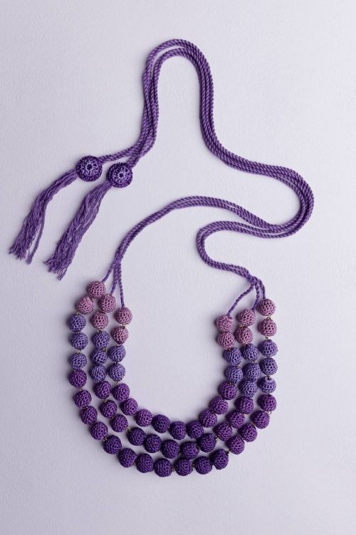 Samoolam Handmade Crochet Mausam Necklace - Purple - Image 3