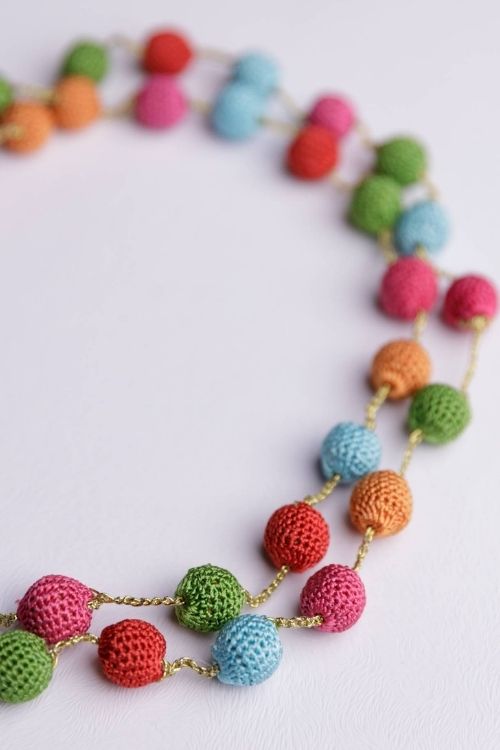 Samoolam Handmade Crochet Mela Necklace - Multicolour Beads - Image 3