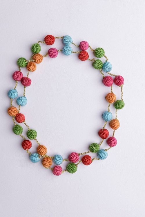 Samoolam Handmade Crochet Mela Necklace - Multicolour Beads - Image 4