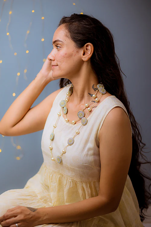 Samoolam Handmade Crochet Nakshatra Necklace - Shimmer - Image 2