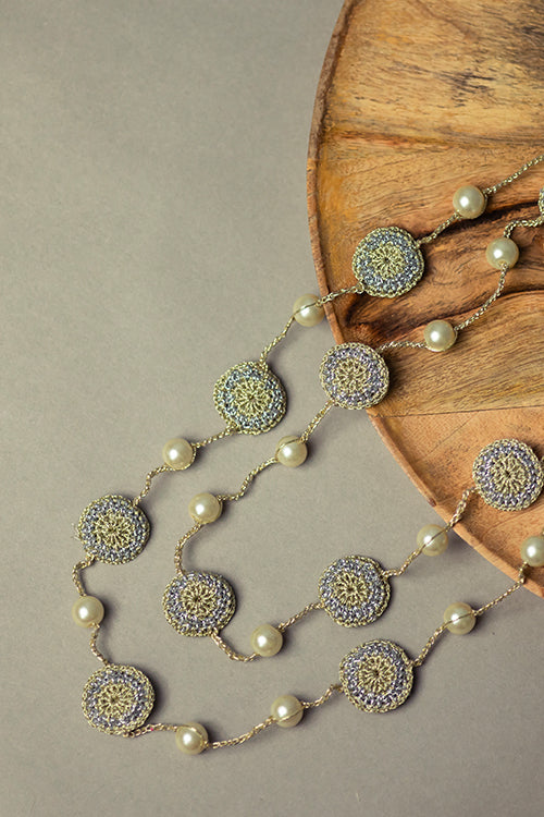 Samoolam Handmade Crochet Nakshatra Necklace - Shimmer - Image 3