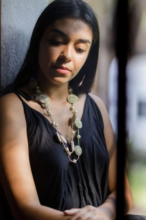 Samoolam Handmade Crochet Nakshatra Necklace - Shimmer - Image 7