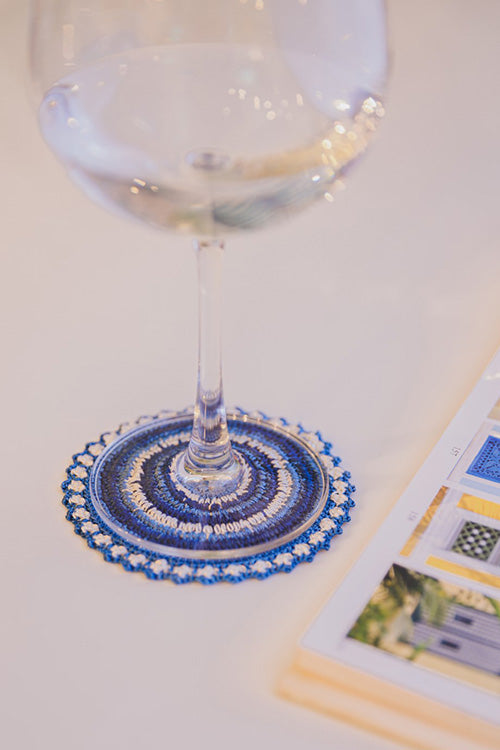 Samoolam Handmade Crochet Table Coasters ~ Blue - Set of 6 - Image 2