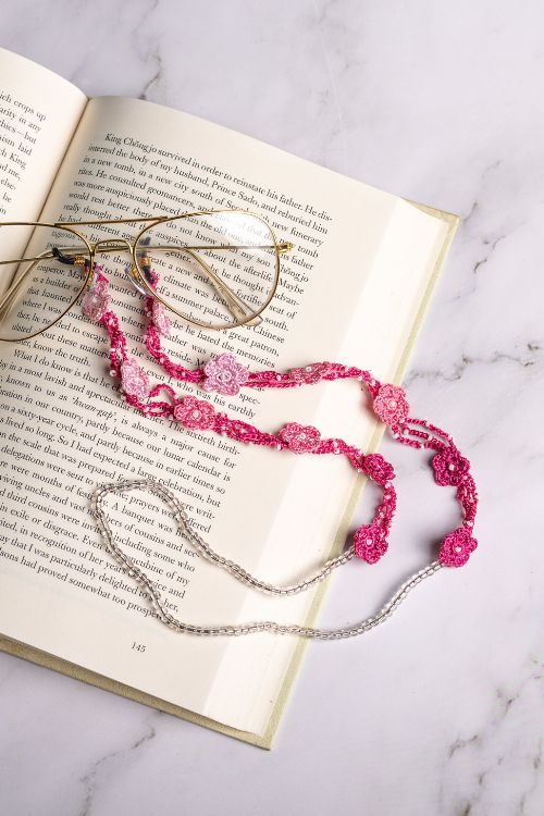 Samoolam Handmade Crochet Wild Roses Spec Chain-Pink - Image 2