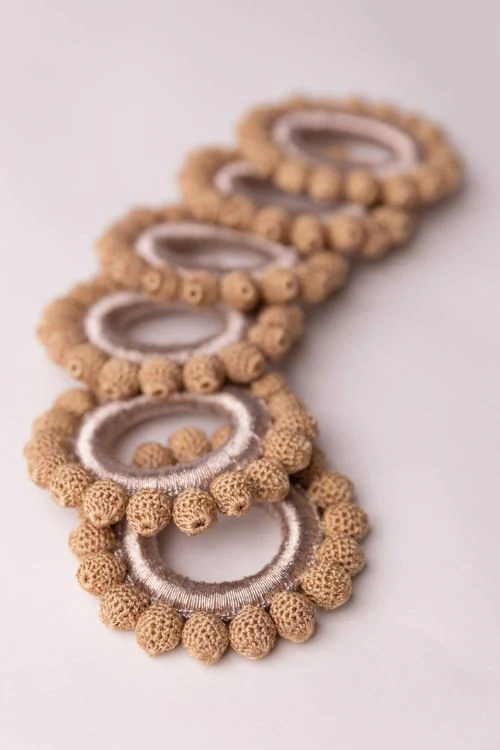 Samoolam Handmade Crochet Ziba Napkin Holders Beige Beads - Image 3