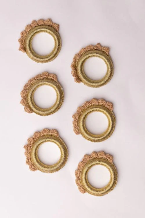 Samoolam Handmade Crochet Ziba Napkin Holders Golden - Image 3