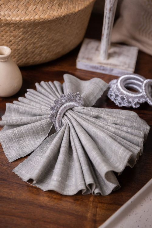 Samoolam Handmade Crochet Ziba Napkin Holders Silver - Image 3