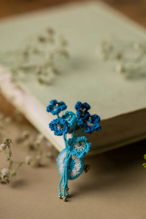 Samoolam Handmade Garden Brooch Indigo - Image 3