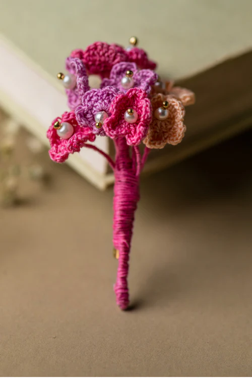 Samoolam Handmade Pearl Jewel Brooch Pink - Image 3