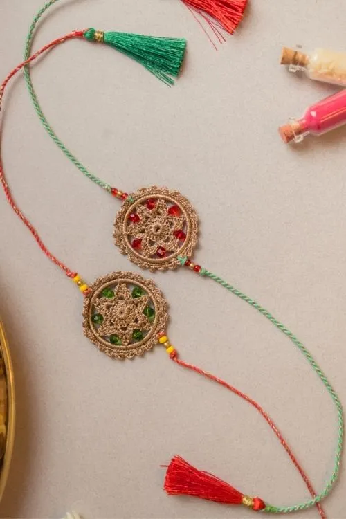 Samoolam Heritage Flower Crochet Rakhi (Set of 2)