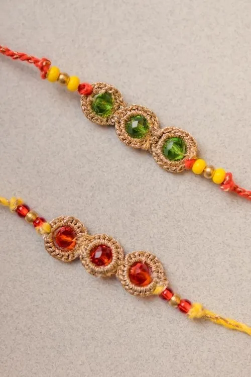 Samoolam Jewelled Chain Crochet Rakhi (Set of 2) - Image 2