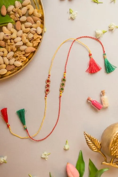 Samoolam Jewelled Chain Crochet Rakhi (Set of 2) - Image 3