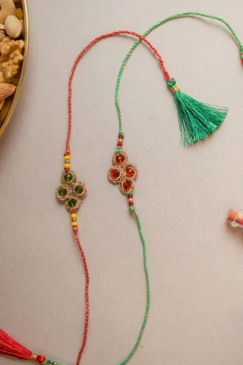 Samoolam Jewelled Diamond Crochet Rakhi (Set of 2) - Image 3