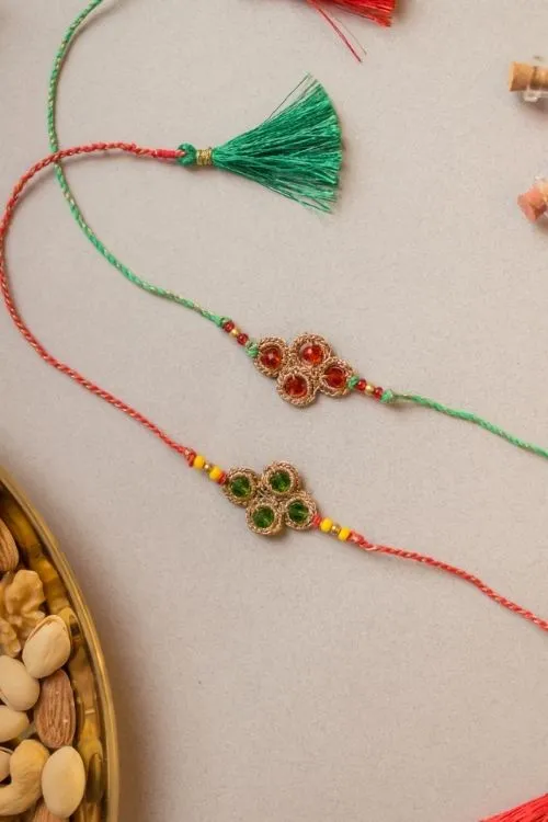 Samoolam Jewelled Diamond Crochet Rakhi (Set of 2) - Image 4