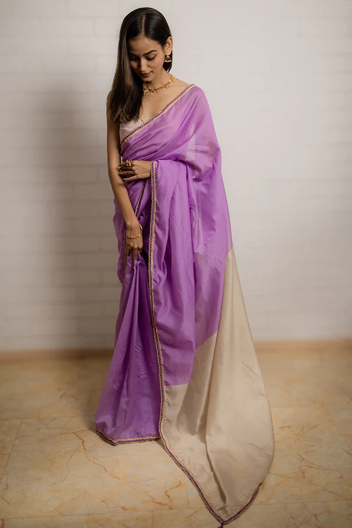 Samoolam Lavender & Champagne Lavanya handwoven sarees - Image 15