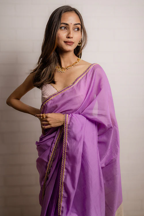 Samoolam Lavender & Champagne Lavanya handwoven sarees - Image 2