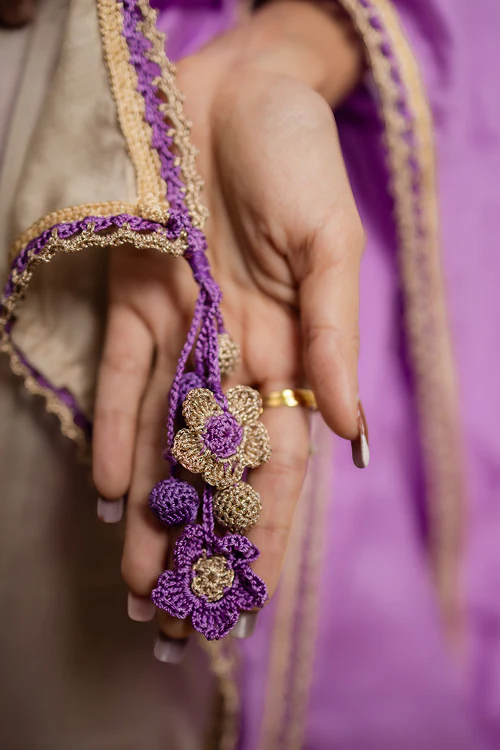 Samoolam Lavender & Champagne Lavanya handwoven sarees - Image 3