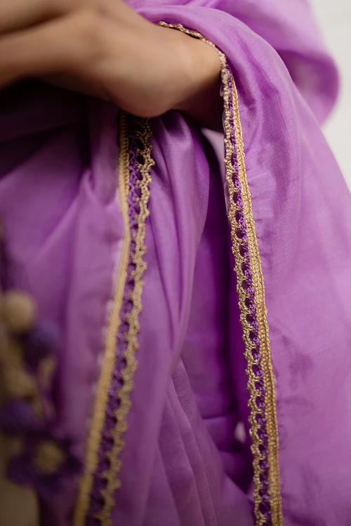 Samoolam Lavender & Champagne Lavanya handwoven sarees - Image 4