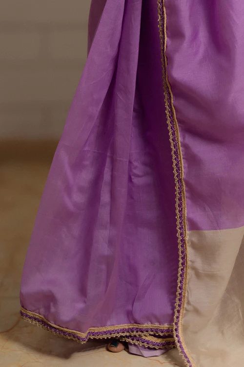 Samoolam Lavender & Champagne Lavanya handwoven sarees - Image 5