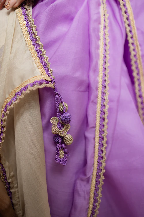 Samoolam Lavender & Champagne Lavanya handwoven sarees - Image 6