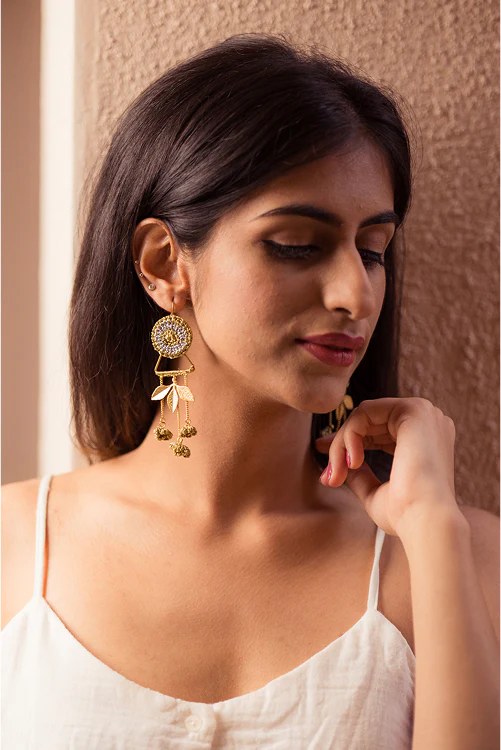 Samoolam Leaf Cluster Earrings - Image 2