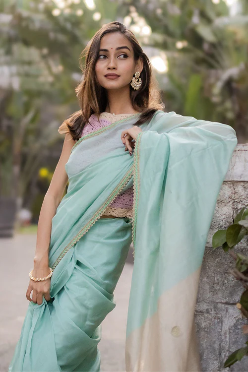 Samoolam Mint & Ivory Lavanya handwoven sarees - Image 13