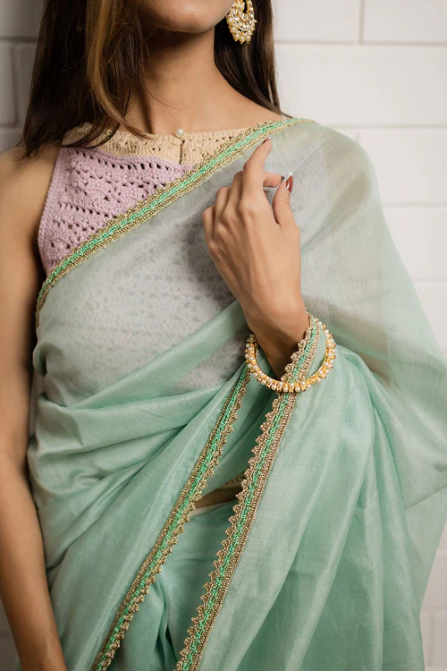 Samoolam Mint & Ivory Lavanya handwoven sarees - Image 15