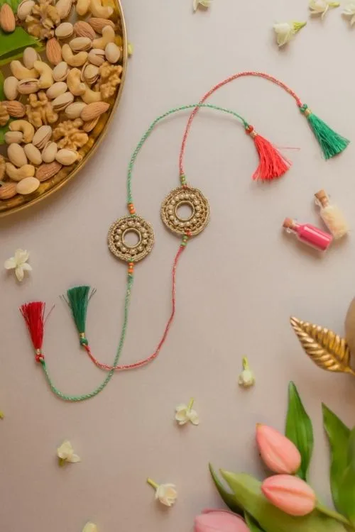 Samoolam Moon Ring Crochet Rakhi (Set of 2)